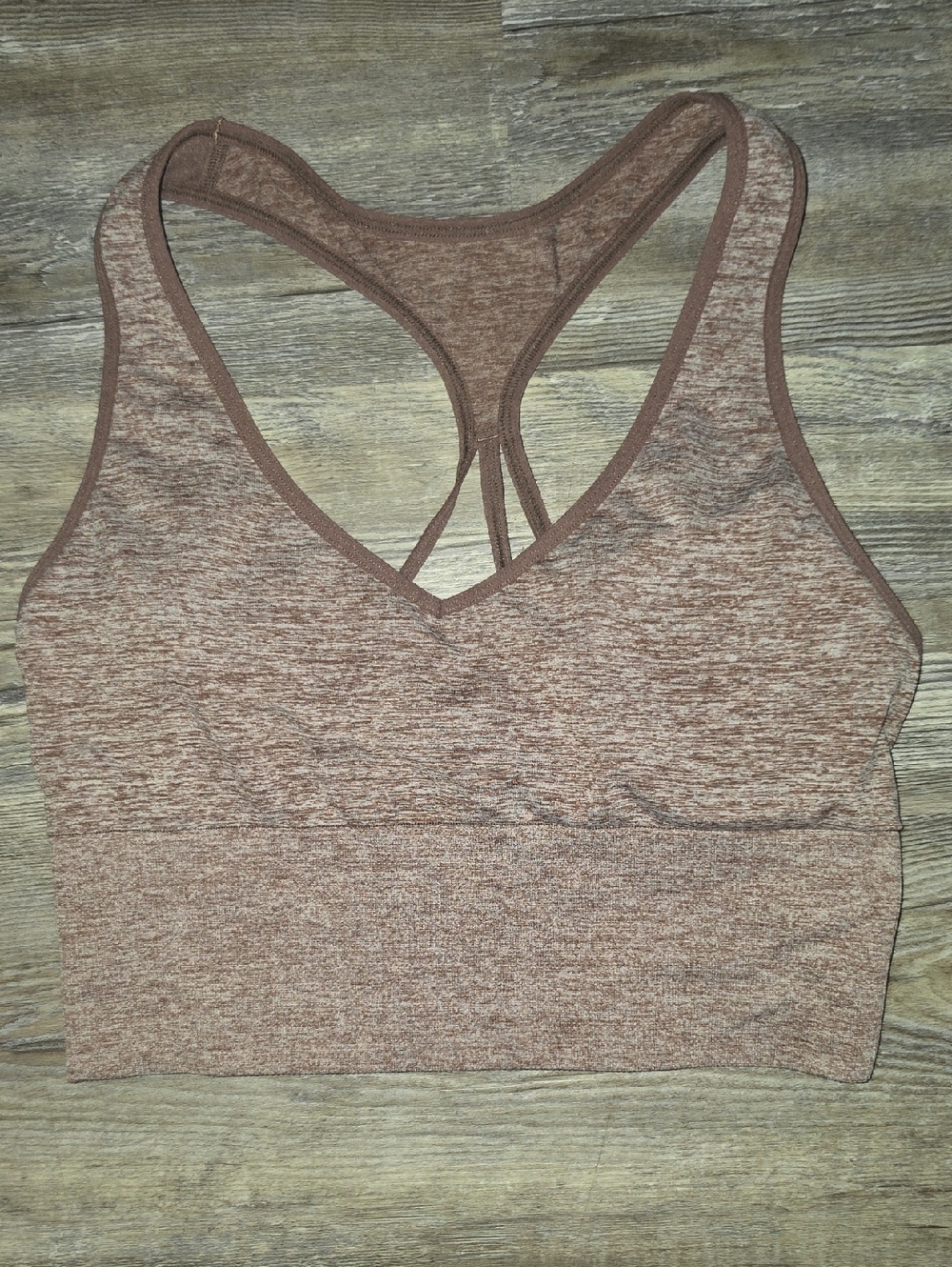 PINK Victoria's Secret Heathered Brown Seamless Racerback Sports Bra